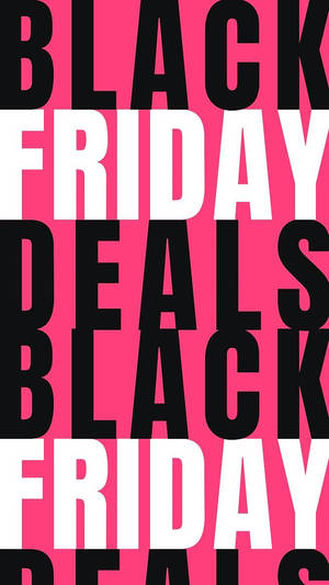 大膽的黑、白、粉紅色圖形設計中的 Black Friday Deals 文字 — 黑色星期五 壁紙