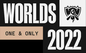 《英雄聯盟》Worlds 2022 賽事標誌，採用大膽字體和盾牌徽章。 — 多重宇宙 壁紙