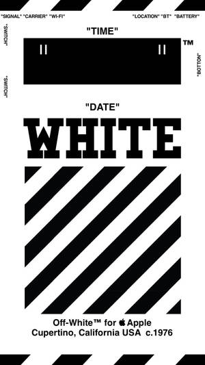 帶有對角線條紋和文字標籤的黑白極簡圖形設計。 — Off white 標誌 壁紙