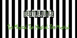 Beetlejuice 音樂劇標誌，帶有黑白條紋和綠色文字 — 美學音樂 壁紙
