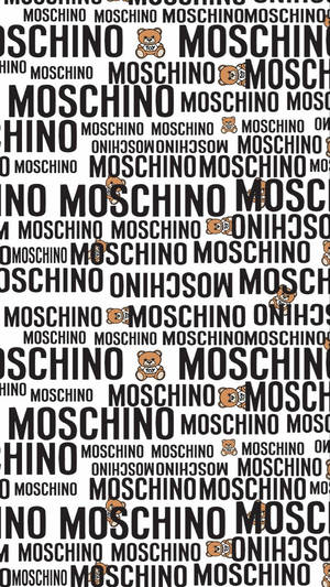 黑白壁紙，重複的 Moschino 文字和泰迪熊標誌。 — 芝加哥熊 壁紙