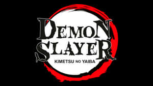 Demon Slayer動畫標誌，黑色背景上紅色圓圈和黑色文字。 — 鬼滅之刃 壁紙