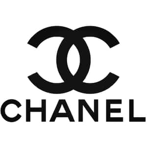 Chanel 標誌，帶有互鎖的 CC 符號和品牌名稱，黑色在白色上。 — Off white 標誌 壁紙