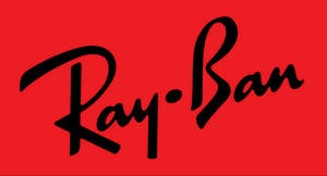 紅色背景上的黑色草書Ray-Ban標誌 — 品牌 壁紙