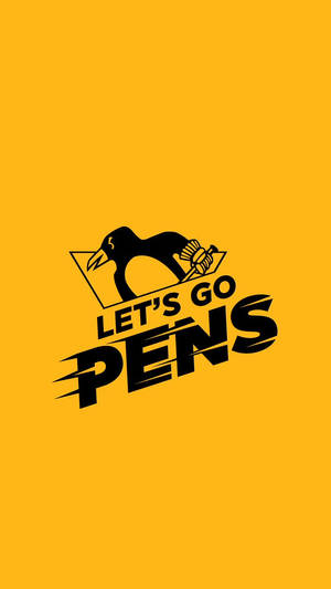 黑色企鵝標誌，帶有Let's Go Pens文字，背景為黃色。 — 企鵝 GIF 壁紙