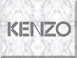 Kenzo品牌標誌以黑色幾何字體呈現於白色大理石背景上，帶有鏡面對稱效果。 — 火影忍者標誌 壁紙