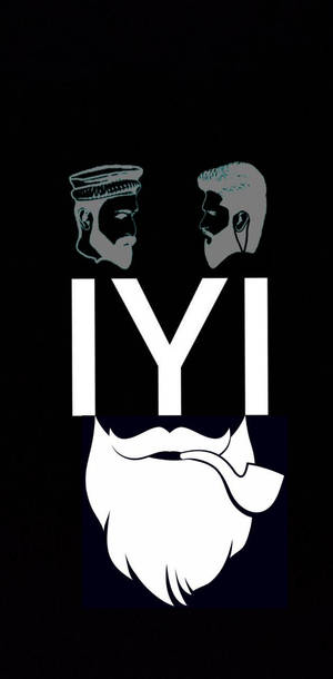 兩個男性側面輪廓和鬍子煙斗形成字母 IYI 的風格化圖形。 — 矢量藝術 壁紙
