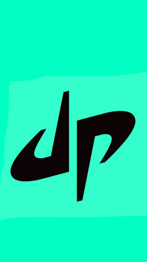 青綠色漸變背景上的風格化黑色 dp 標誌 — 漂亮手機 壁紙