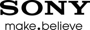 Sony標誌，附有黑色標語make believe，置於白色背景上。 — Off white 標誌 壁紙