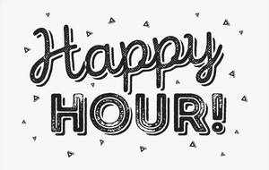Happy Hour 文字設計，帶有俏皮的三角形和紋理字體。 — 歡樂時光 壁紙