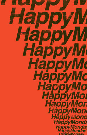 對角文字在橙色背景上重複「Happy Monday」 — 快樂星期一 壁紙