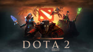 Dota 2 遊戲角色與巨龍在奇幻戰鬥場景中。 — 刀塔2 壁紙