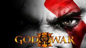 來自God of War III的奎托斯，帶有紅色標記和強烈眼神。 — 戰神 壁紙