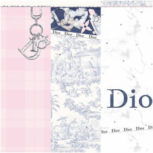 Dior品牌壁紙，帶有粉紅格子、銀色吊飾、藍色Toile圖案和水鑽大理石背景。 — 美學拼貼 壁紙