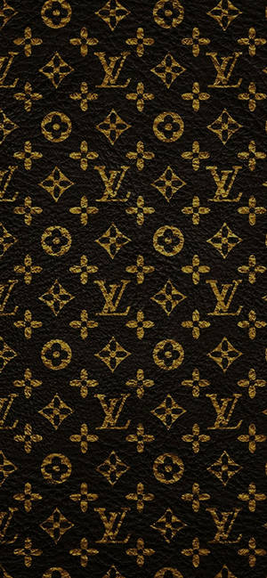 帶有金色Louis Vuitton字母組合圖案的黑色皮革