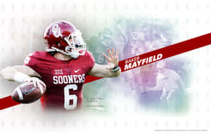 Baker Mayfield 身穿奧克拉荷馬大學 Sooners 球衣在比賽中擲出橄欖球。 — 克里夫蘭布朗 壁紙
