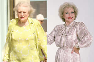 Betty White的兩張照片：一張隨意，一張在攝影棚微笑 — 貝蒂·懷特 壁紙