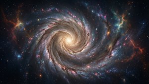 具有發光旋臂和星場的螺旋星系。 — 超讚 壁紙