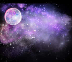 宇宙視野配彩色星雲與行星