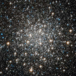 在黑暗的宇宙中，一個密集的星團閃耀著藍色和白色的星星。 — 星星 壁紙