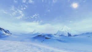明亮的陽光下，白雪覆蓋的山脈與清澈的藍天。 — 冬季風景 壁紙