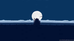 夜晚滿月下的寶塔剪影和一隻飛鳥。 — 神隱少女 壁紙