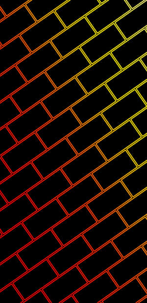 黑色背景上橙色和黃色霓虹發光的磚紋圖案 — Pixel 4 壁紙