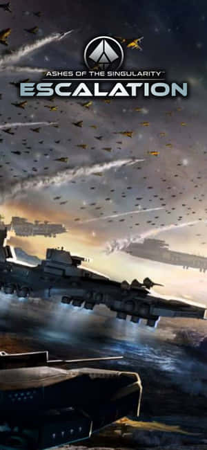 未來戰艦和戰鬥機在發光行星上空進行太空戰鬥。 — iPhone 13 Mini 壁紙