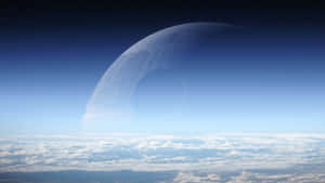 死星在太空中漂浮在行星的雲層之上。