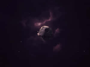 死星漂浮在繁星點點的紫色星雲空間中 — 星際效應 壁紙