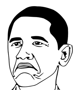 巴拉克·歐巴馬的黑白線條藝術插圖，表情嚴肅。