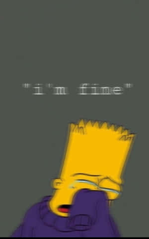 巴特·辛普森哭泣，帶有文字 i'm fine — Pixel Tablet 壁紙