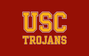 紅色背景上的黃色和白色USC Trojans運動標誌 — 美式足球 壁紙