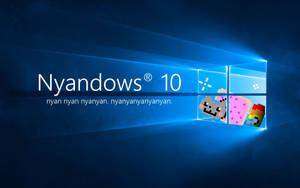 像素風格的Windows 10標誌，帶有Nyan Cat和Pop It玩具。 — 搞笑貓咪 壁紙
