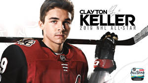 冰球運動員Clayton Keller身穿紅色球衣，為2019年NHL全明星賽事持棍。 — 運動 壁紙