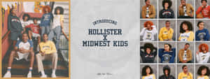 一群年輕模特兒在工作室照片中穿著Hollister x Midwest Kids服裝。