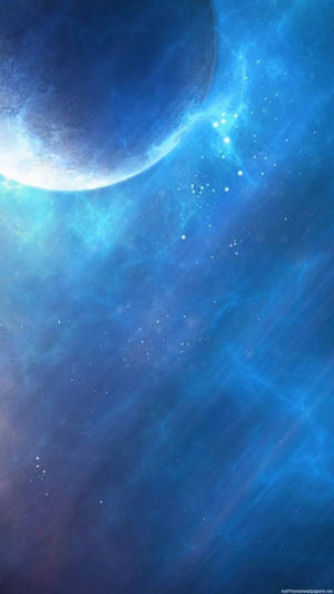 一顆藍色行星被發光的星雲和星星包圍在深空中。 — 藍色銀河 壁紙