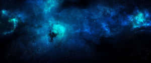 深空中令人驚嘆的藍色星雲和星星 — 3440x1440 壁紙