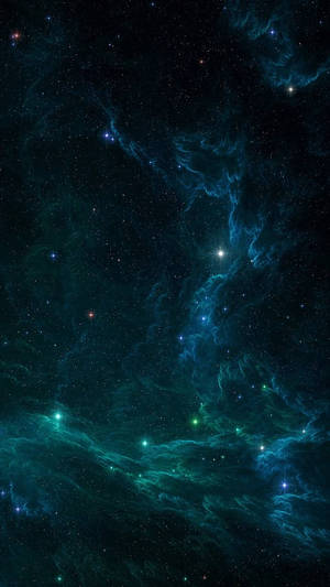 充滿活力的藍綠色和藍色星雲在深空中無數恆星間旋轉。 — 藍色銀河 壁紙