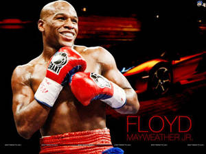 拳擊手弗洛伊德·梅威瑟（Floyd Mayweather Jr.）戴紅色手套，背景有豪華汽車。 — 五月 壁紙