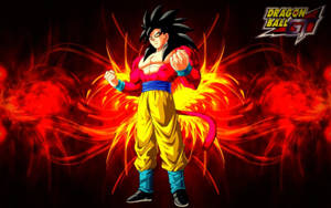 動漫角色悟空以超級賽亞人4形態，帶有熾熱的氣場。 — 界王拳 壁紙