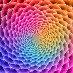 帶有紋理同心圓環的鮮豔彩虹螺旋。 — 民間藝術 壁紙