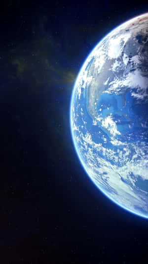 從太空看到的地球，背景有藍色海洋、白色雲層和星星。 — 可愛的機器人 壁紙