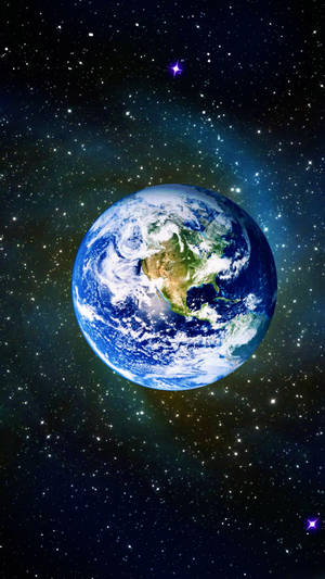 從太空看到的地球，背景有星星。 — 宇宙 壁紙