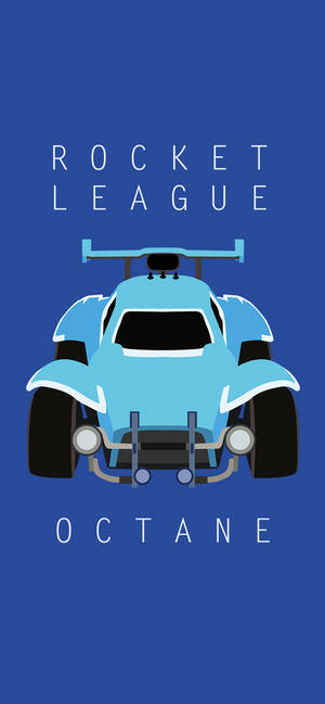 淺藍色Rocket League Octane賽車從後方觀看，背景為藍色。 — 簡約 壁紙