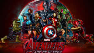 Marvel 復仇者聯盟團隊英雄式地擺出姿勢，手持美國隊長的盾牌。 — 恐怖反派 壁紙