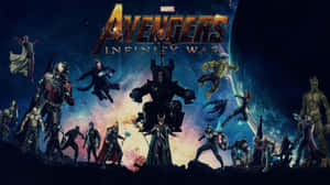 Marvel 復仇者聯盟3：無限之戰電影海報，英雄與反派在太空戰鬥。 — 漫威復仇者聯盟 壁紙