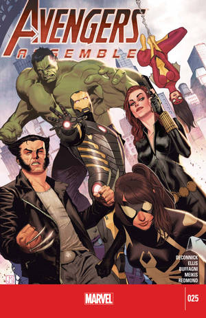 復仇者聯盟團隊包括 Hulk、Iron Man、Black Widow 和 Wolverine 擺出動作姿勢。 — 榮耀MagicPad4 壁紙