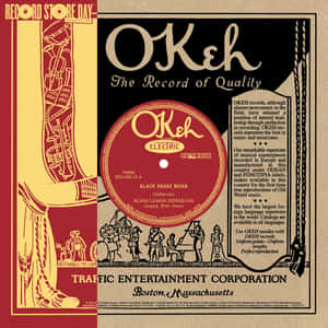 復古 Okeh 唱片標籤海報，宣傳 Blind Lemon Jefferson 的《Black Snake Moan》。 — 專輯封面 壁紙