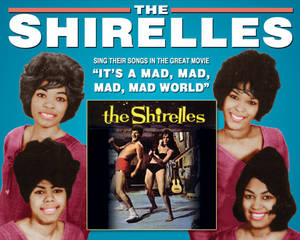 復古1960年代 The Shirelles 專輯封面，有四名微笑女性及嵌入的電影劇照。 — 音樂 壁紙